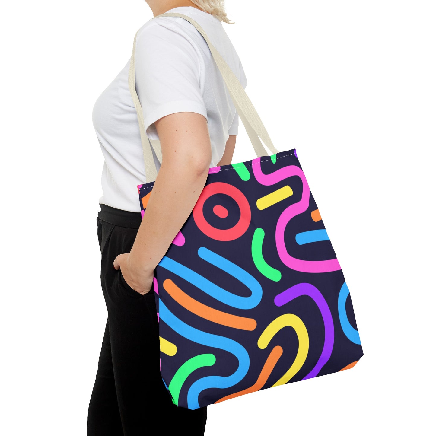 Neon Doodle Swirls Tote Bag