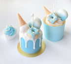 Blueberry Macaroon Ice Cream Mini Dessert Cake Candle