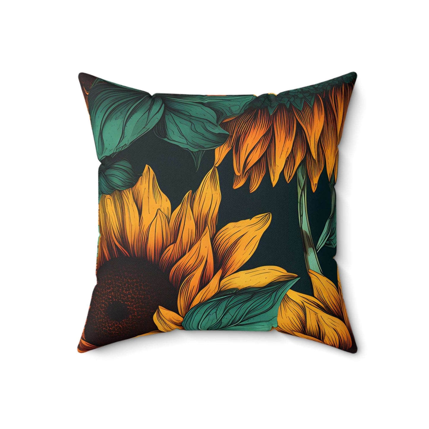 Midnight Sunflowers Square Pillow