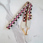 Checkered Crossbody Phone Lanyard - Pink Sweetheart