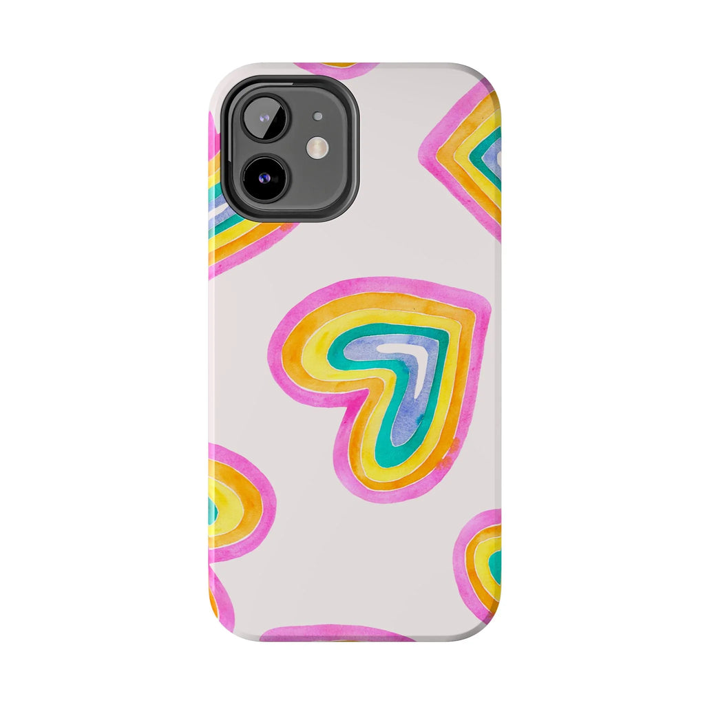 Rainbow Hearts Phone Case (Apple & Android) - Pink Sweetheart