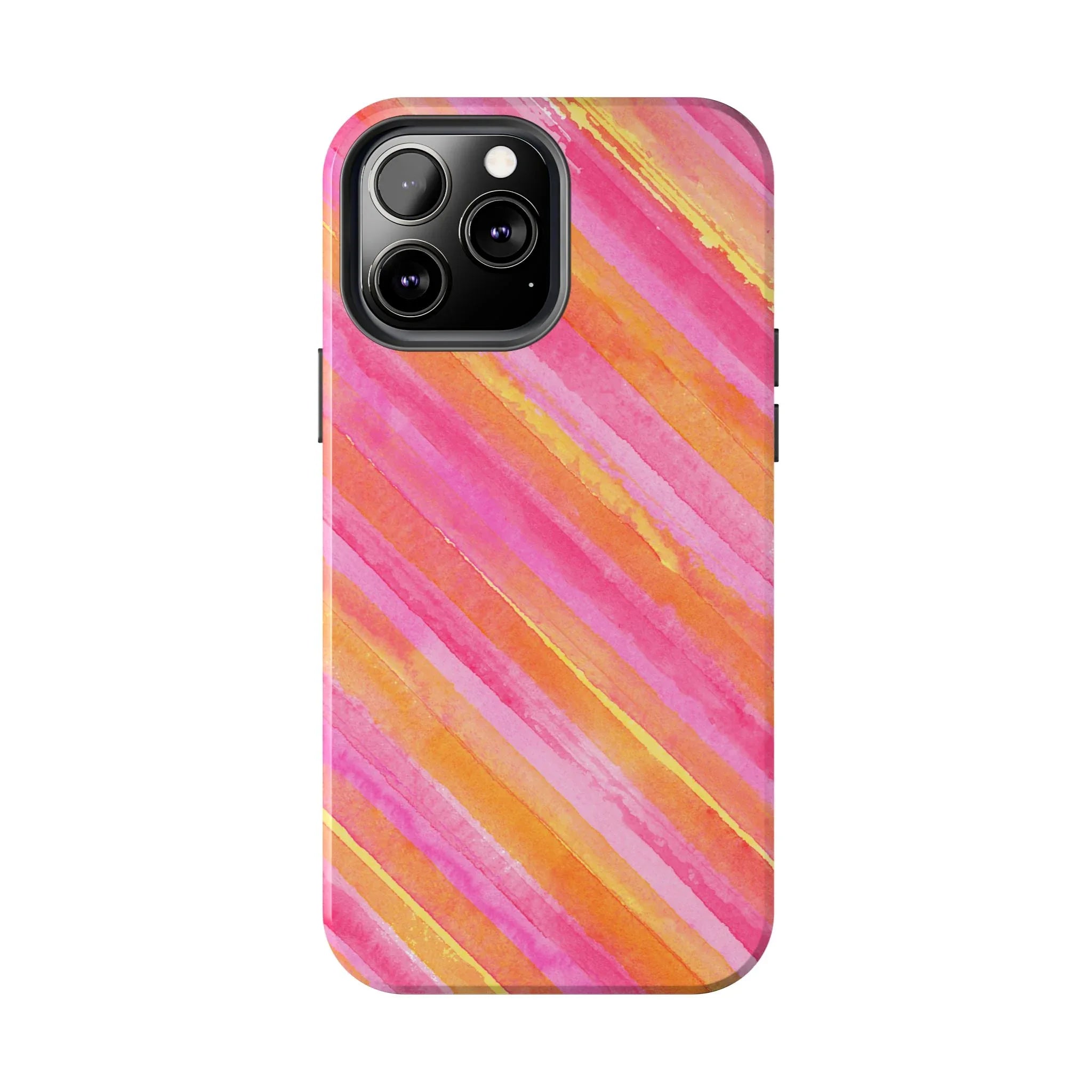 Pink Lemon Stripes Phone Case (Apple & Android) - Pink Sweetheart