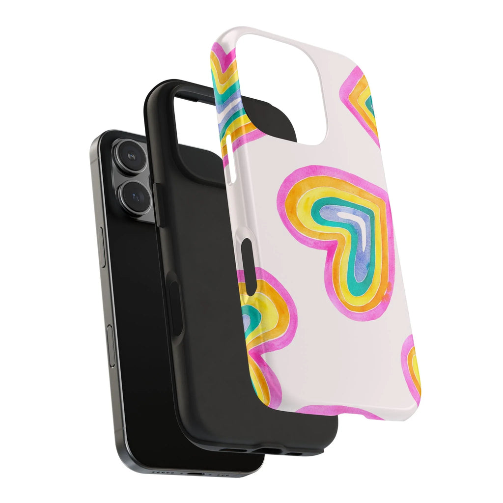 Rainbow Hearts Phone Case (Apple & Android) - Pink Sweetheart