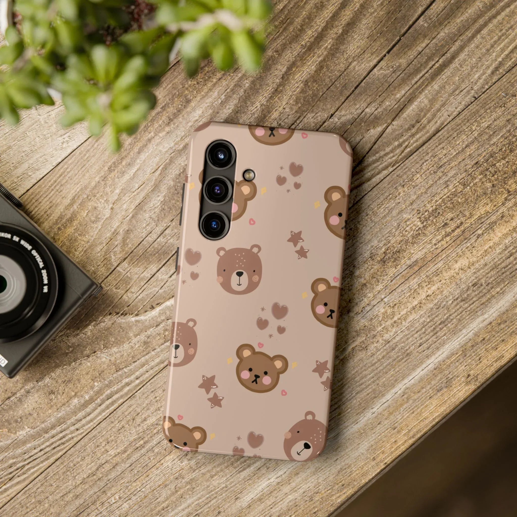 Boho Brown Bear Phone Case (Apple & Android) - Pink Sweetheart