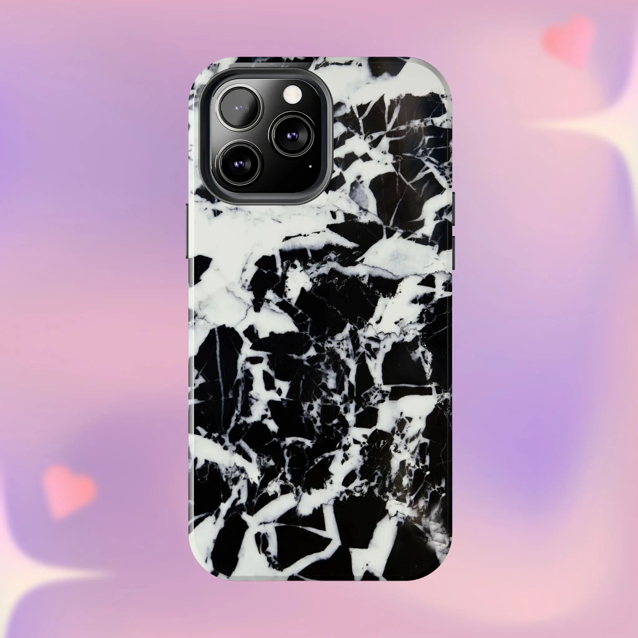 Black & White Shattered Phone Case (Apple & Android) - Pink Sweetheart