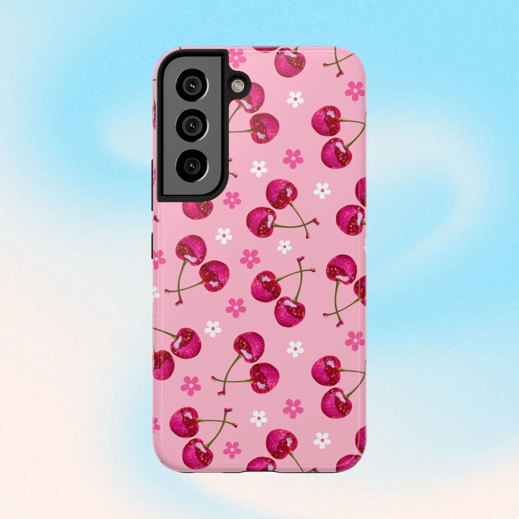 Pink Cherry Sparkle Pattern Tough Phone Case (Apple & Android) - Pink Sweetheart
