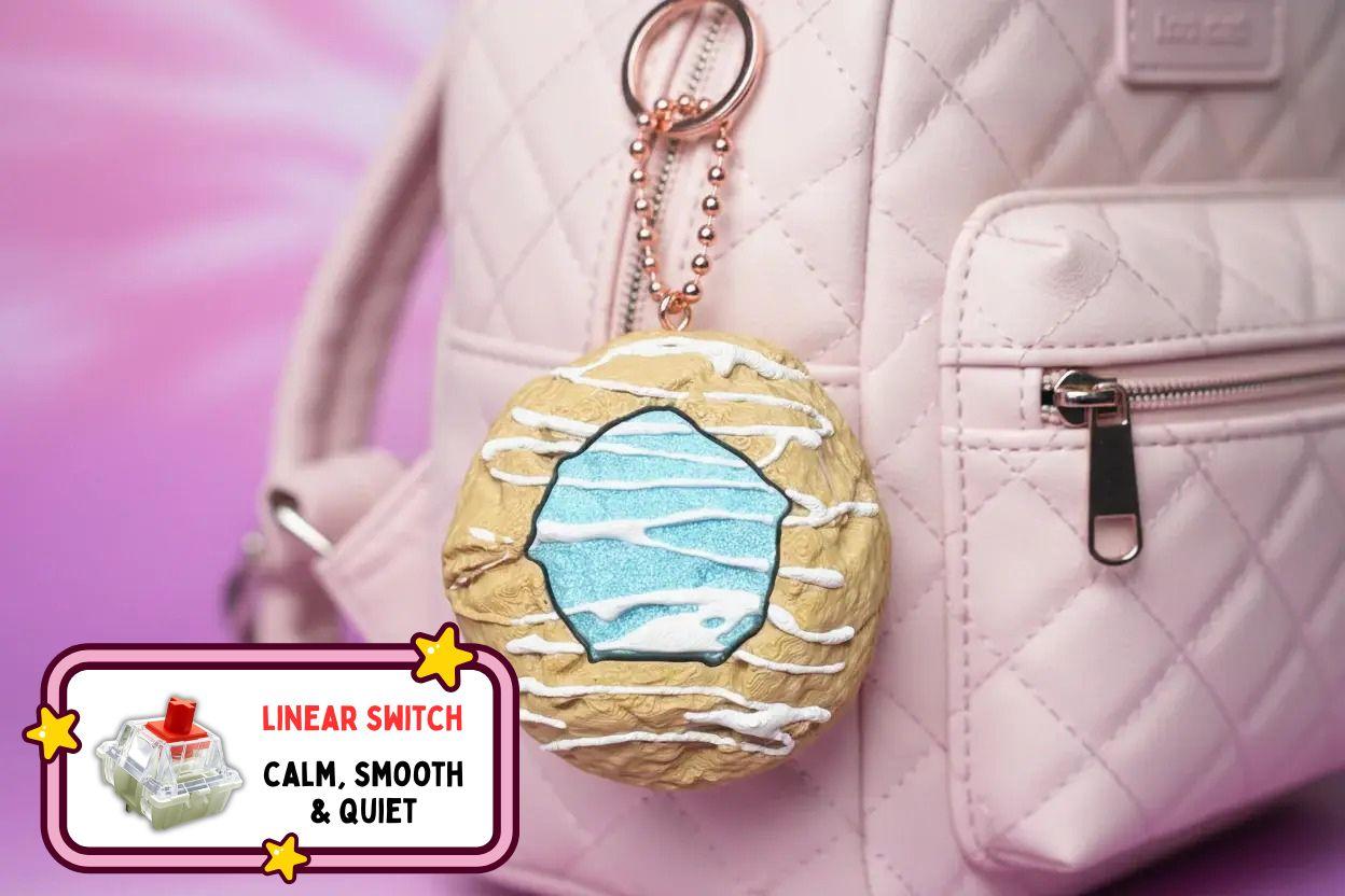 Blue Jelly Thumbprint Cookie Clicker Fidget Keychain