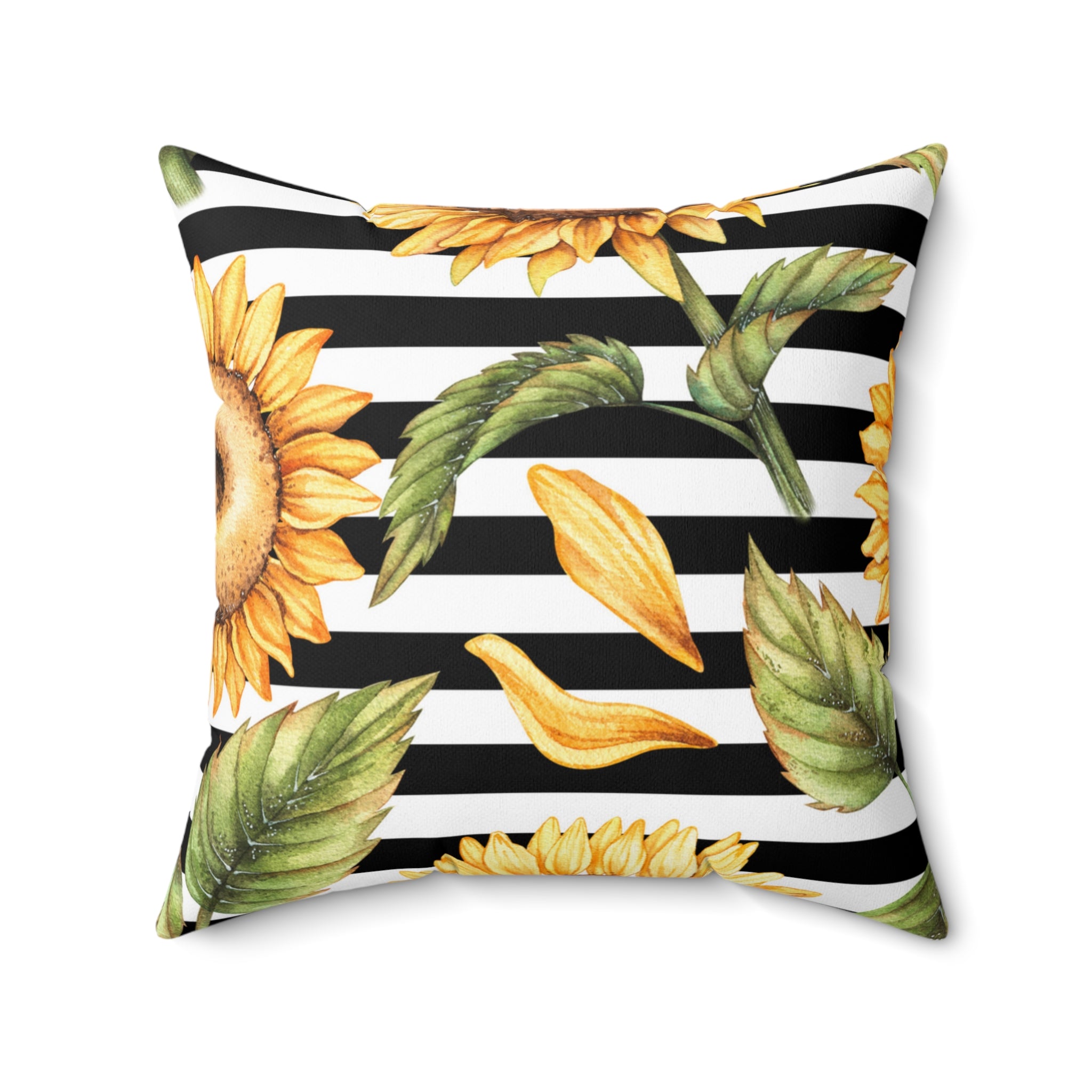 Stripes & Sunflowers Square Pillow