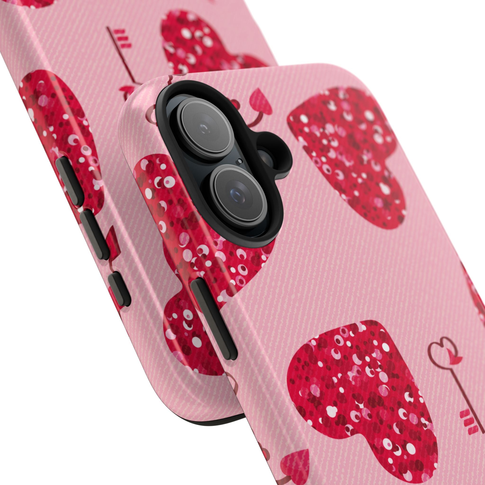 Sparkling Red Hearts Phone Case (Apple & Android)