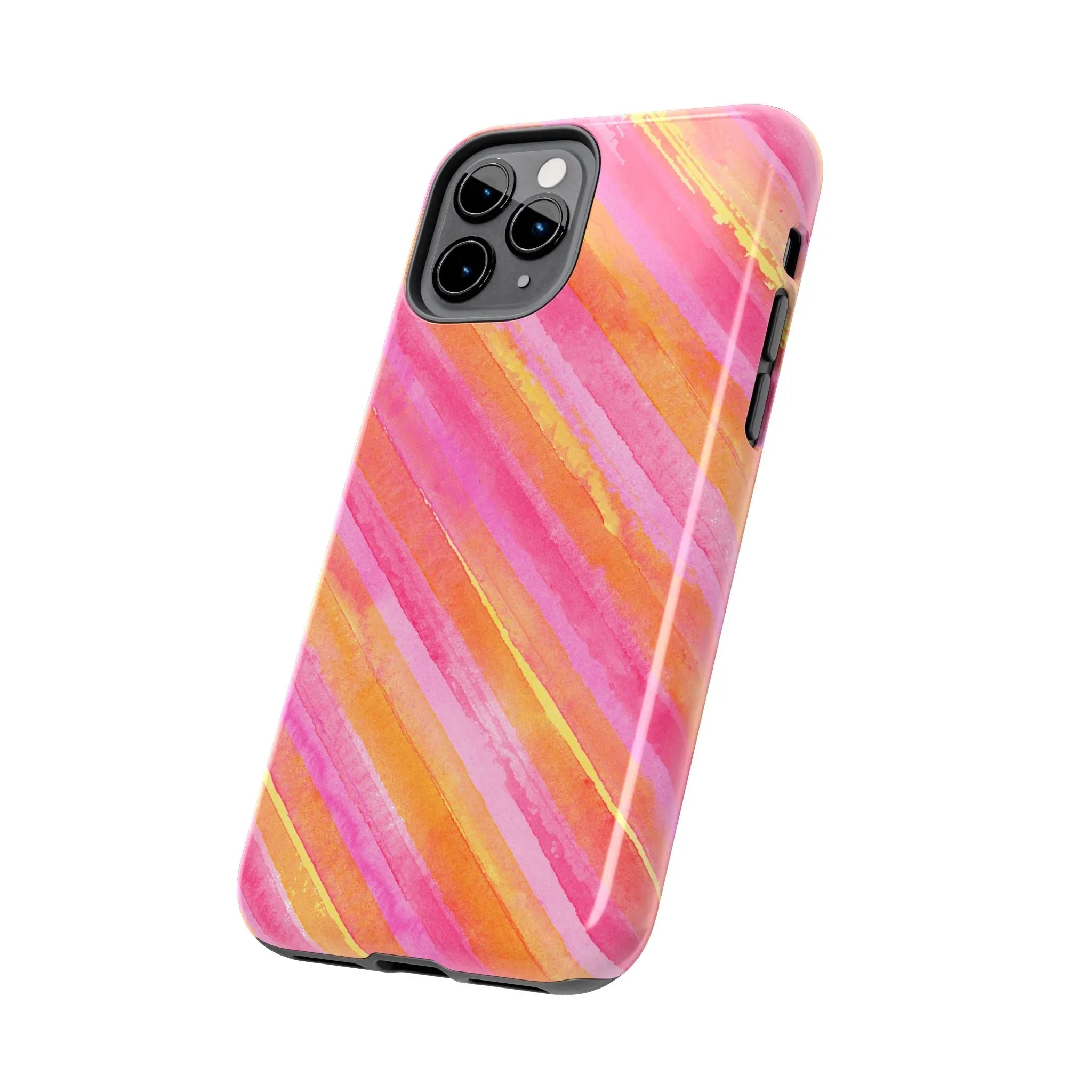 Pink Lemon Stripes Phone Case (Apple & Android) - Pink Sweetheart