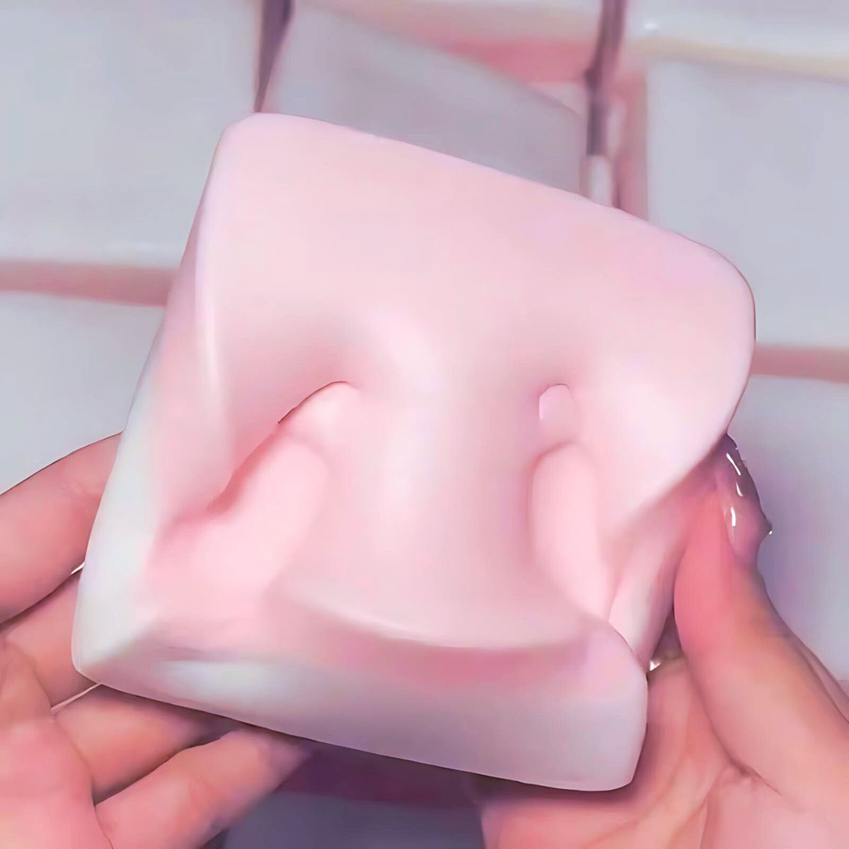 Strawberry Cream Sticky Square Slice Squishy