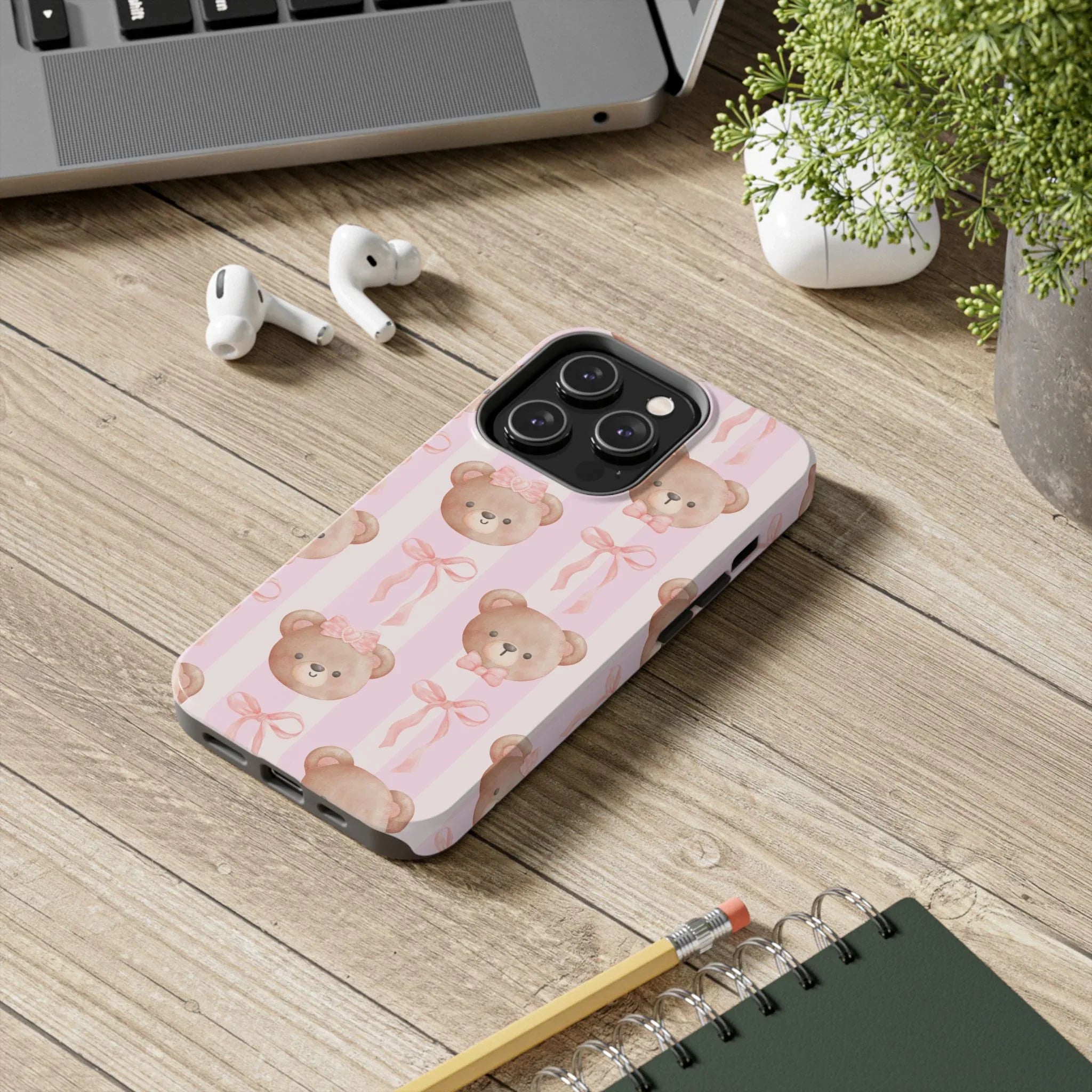 Cuddly Teddy Bear Phone Case (Apple & Android) - Pink Sweetheart