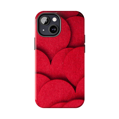 Big Red Felt Hearts Phone Case