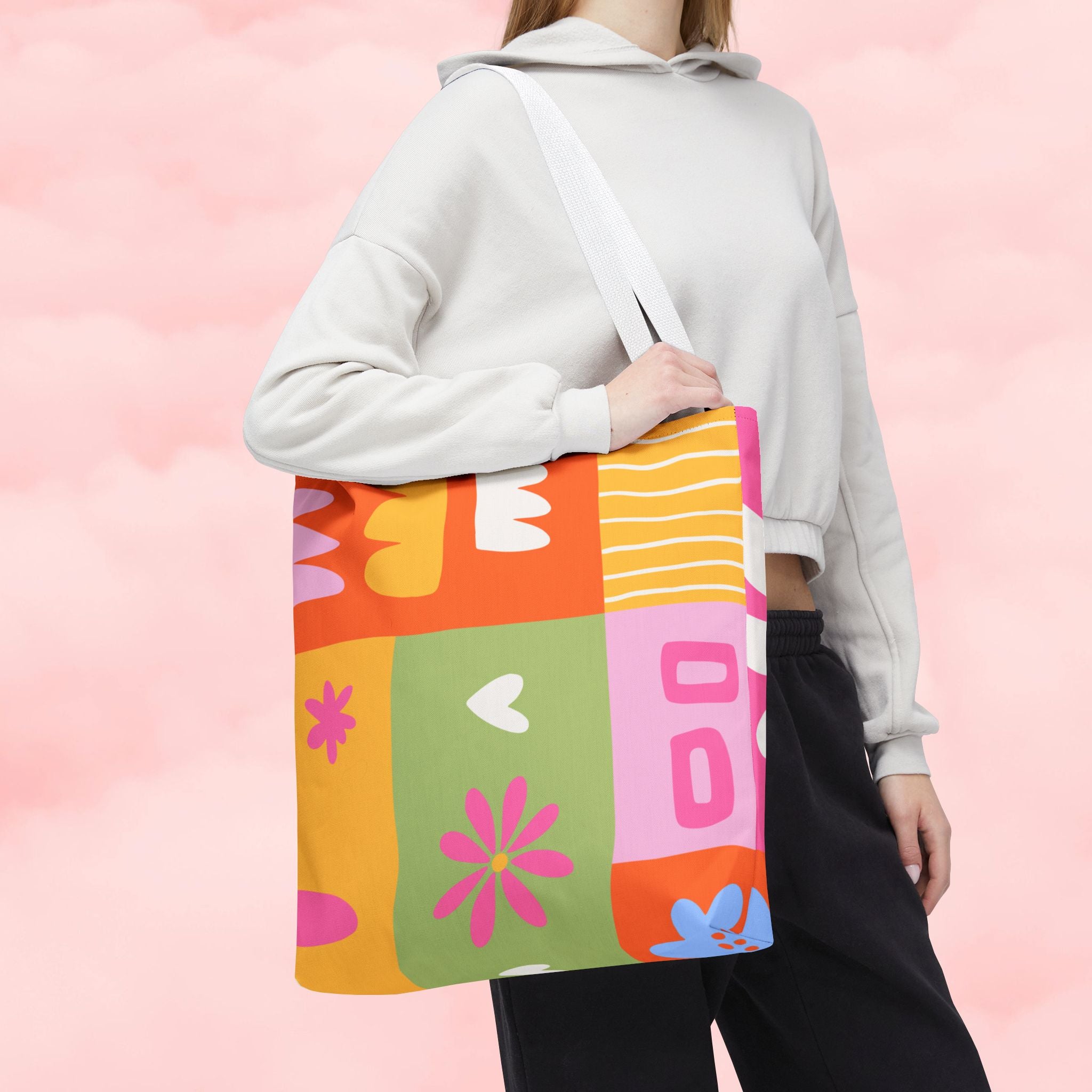 Vibrant Kawaii Floral Tote Bag