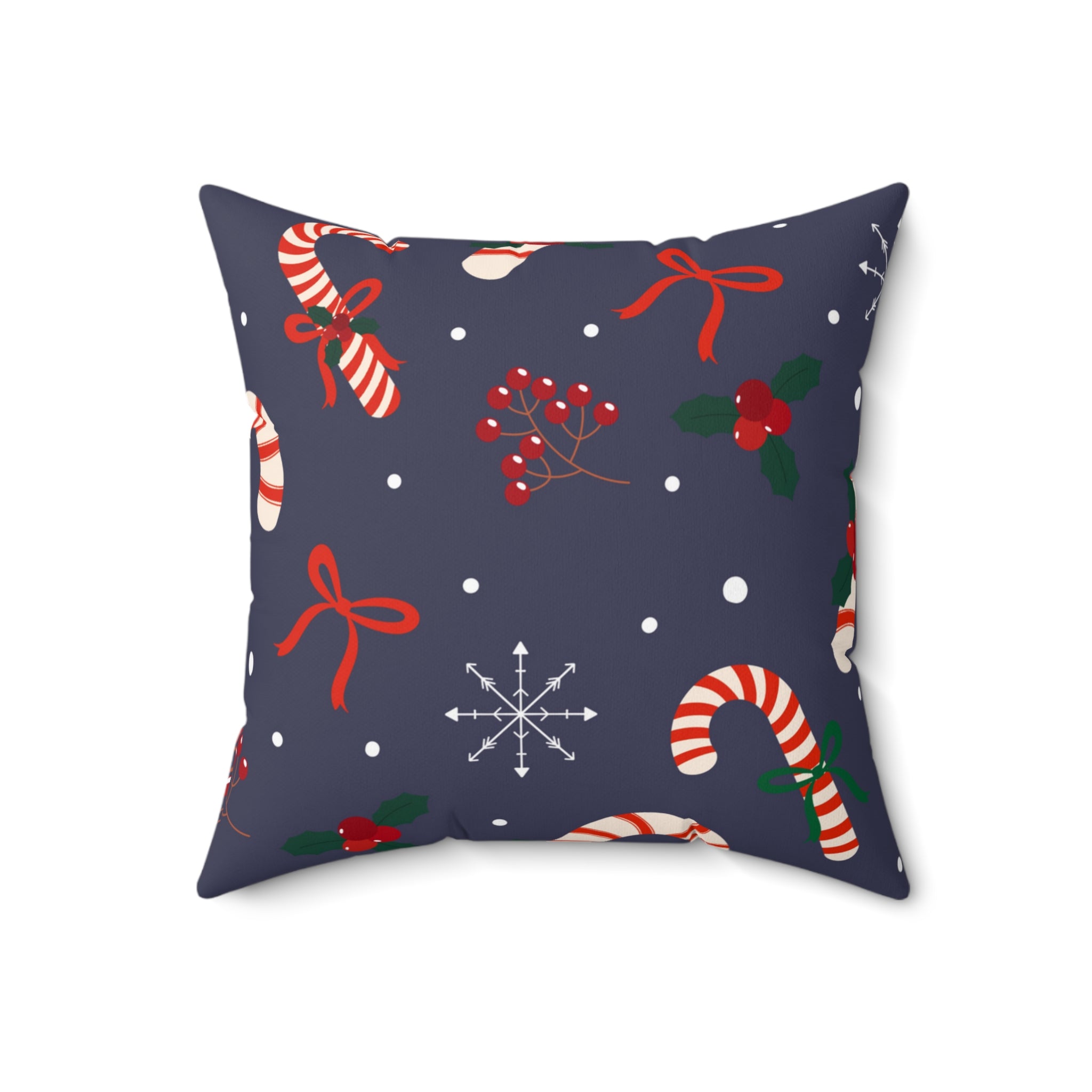 Winter Peppermint Candy Square Pillow