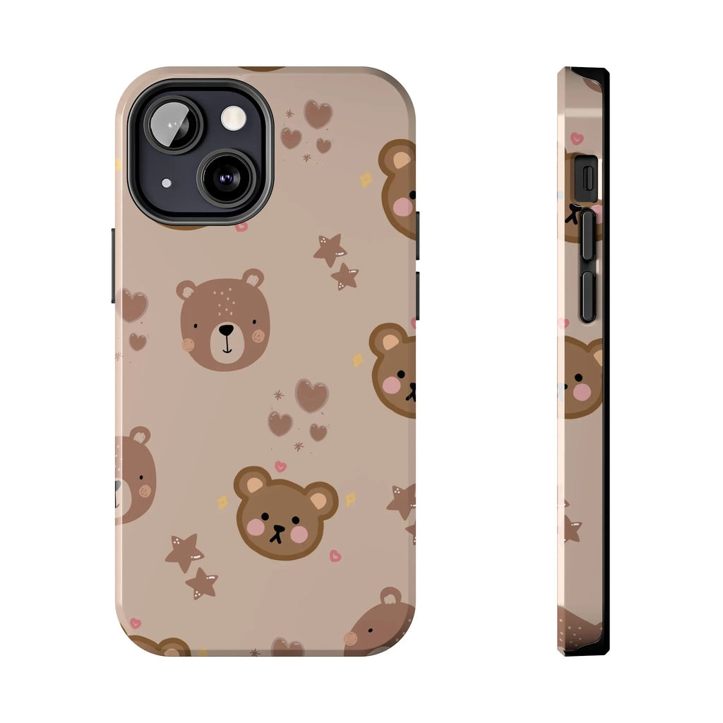 Boho Brown Bear Phone Case (Apple & Android) - Pink Sweetheart