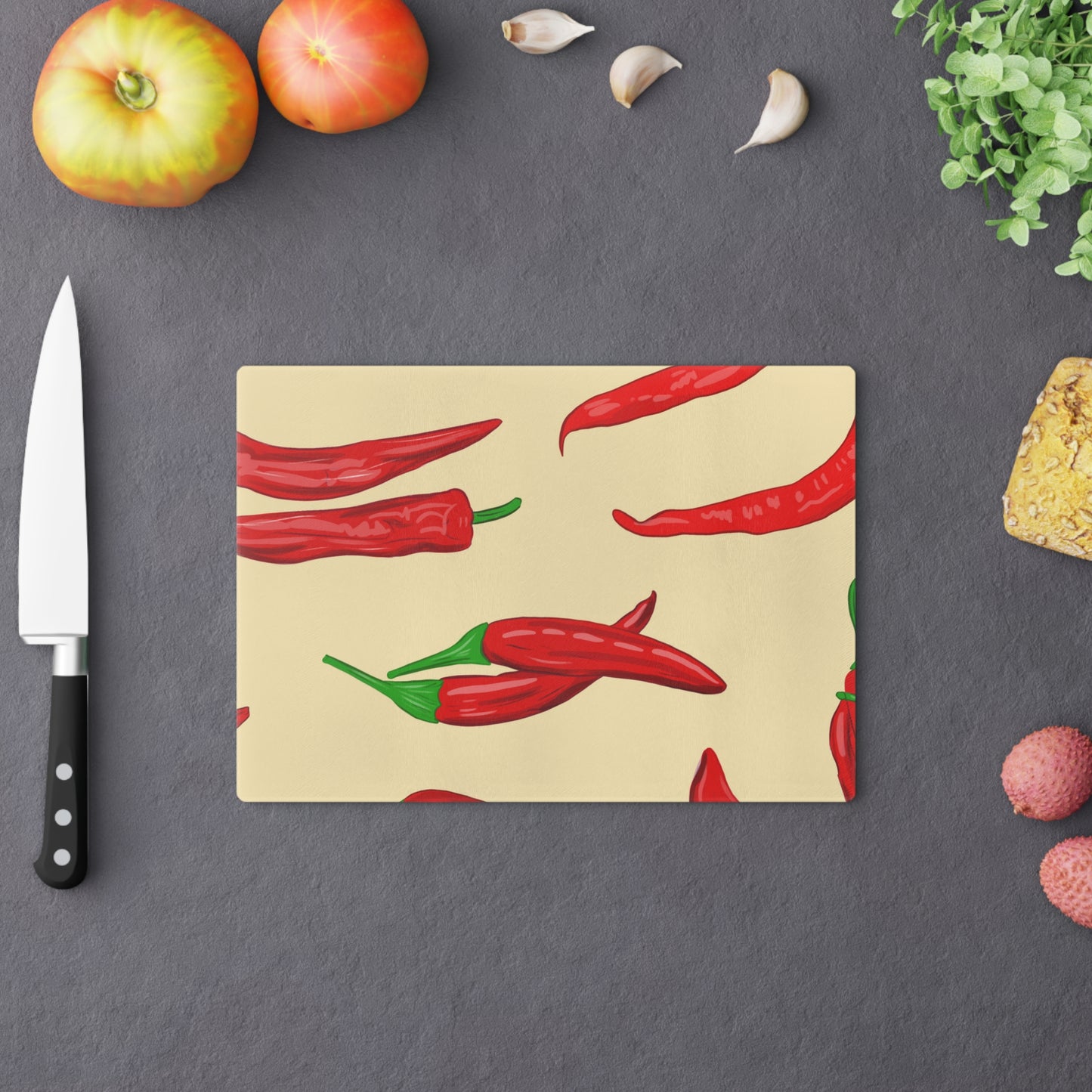 Hot Pepper Glass Cutting Board