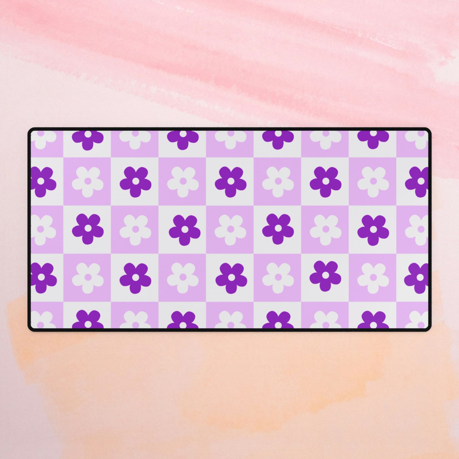 Purple Floral Pattern Desk Mat