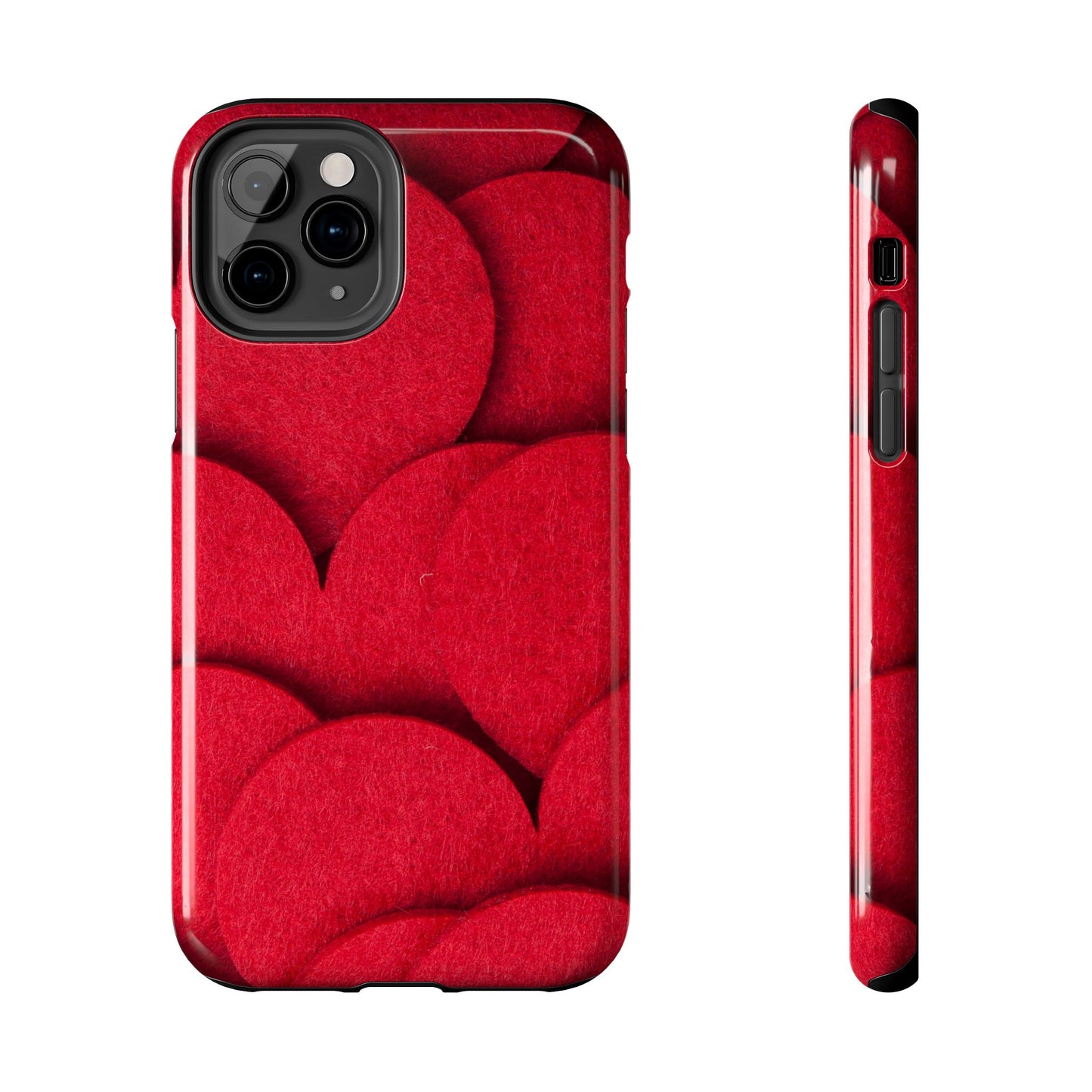 Big Red Felt Hearts Phone Case