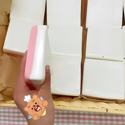 Strawberry Cream Sticky Square Slice Squishy