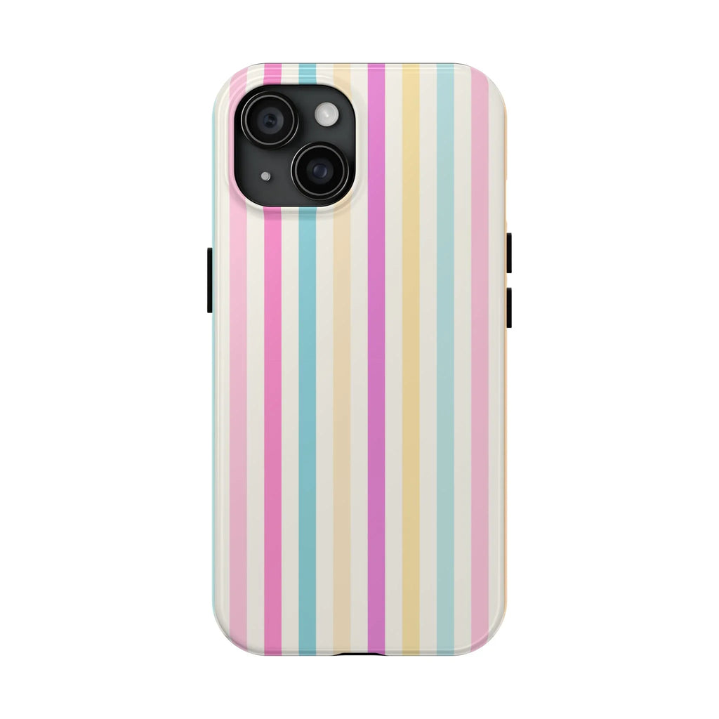 Pastel Candy Stripes Phone Cases (Apple & Android) - Pink Sweetheart