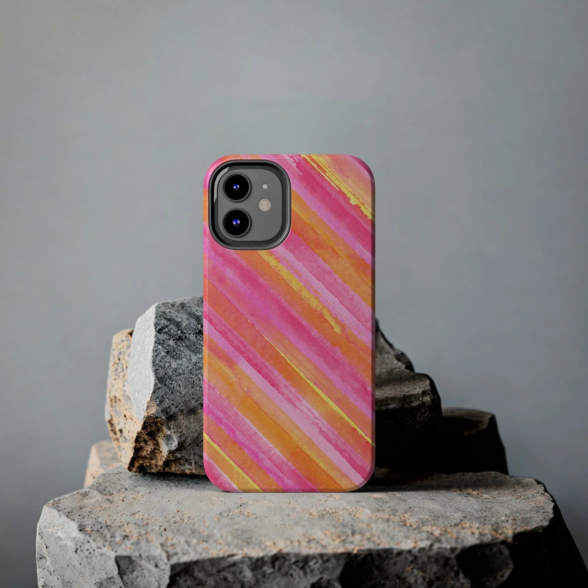 Pink Lemon Stripes Phone Case (Apple & Android) - Pink Sweetheart