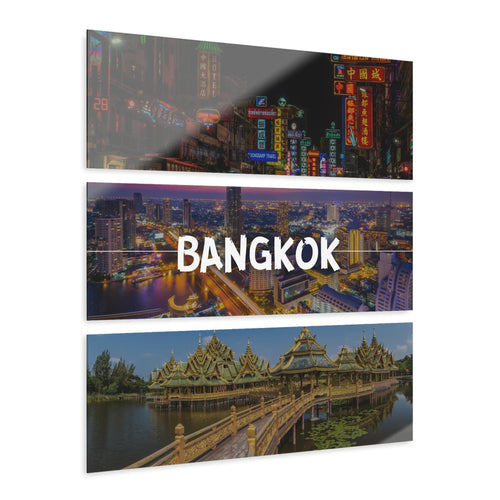 Bangkok Skyline Acrylic Prints (Triptych) - Pink Sweetheart