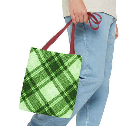 Lush Green Plaid Tote Bag