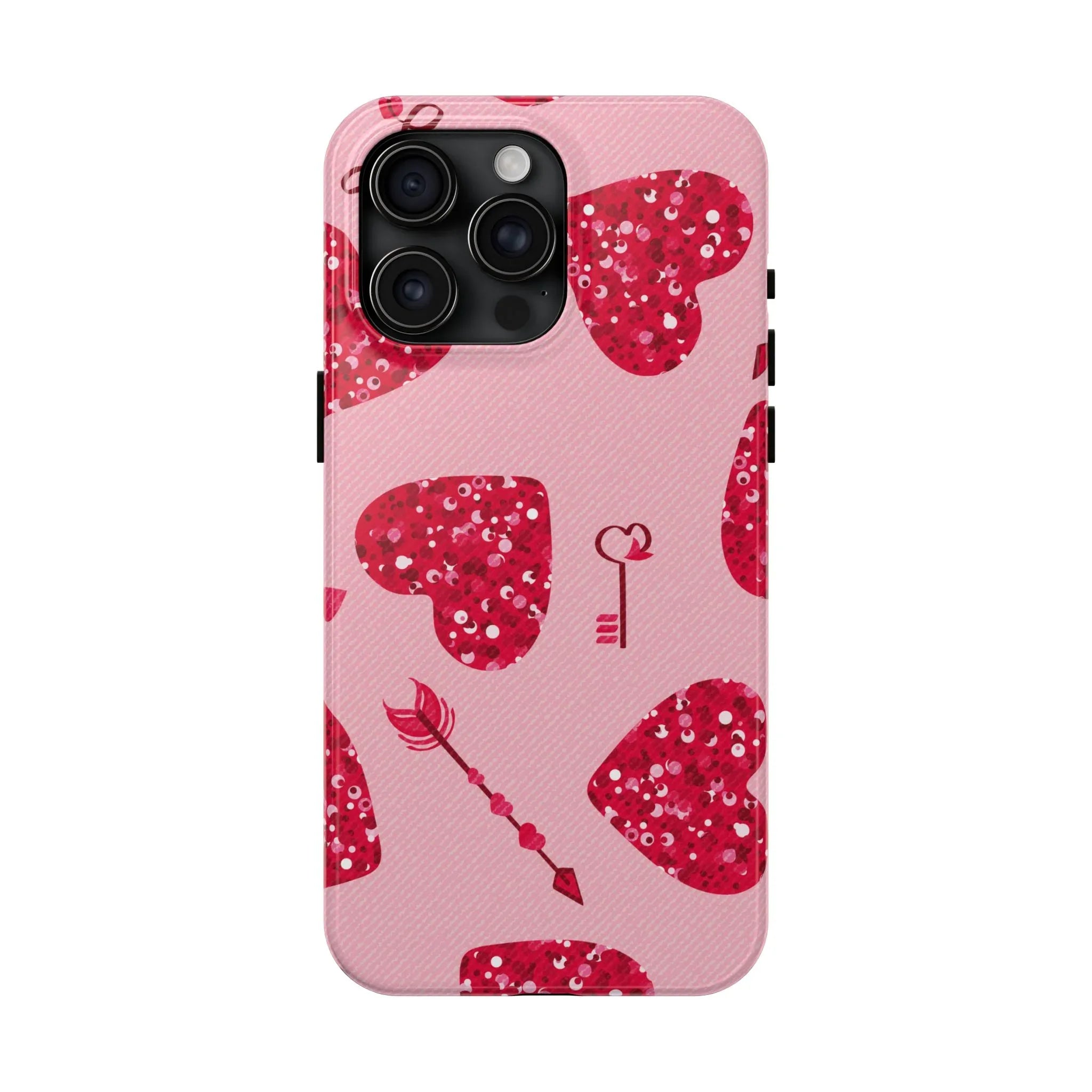 Sparkling Red Hearts Phone Case (Apple & Android) - Pink Sweetheart