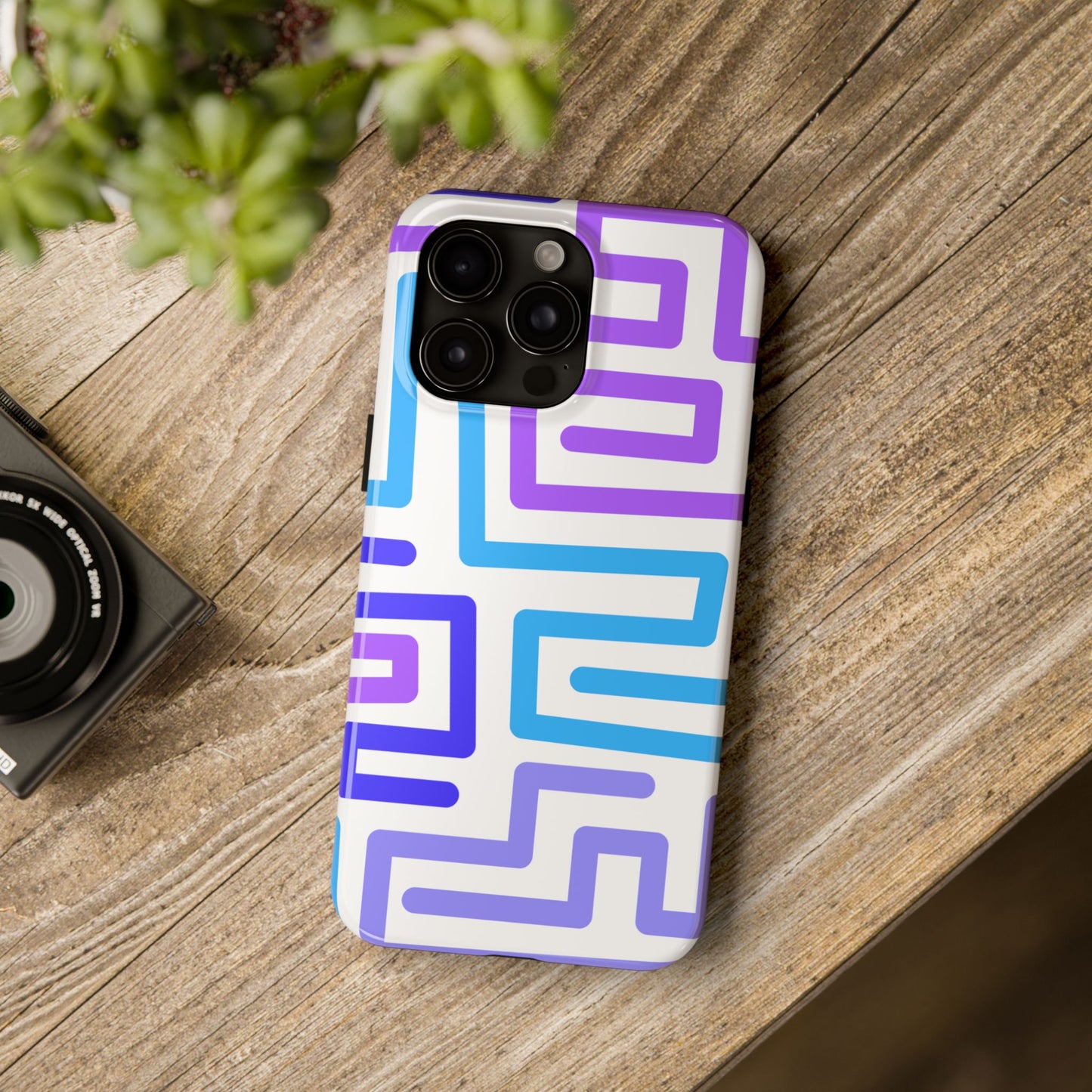 Abstract Neon Maze Phone Case