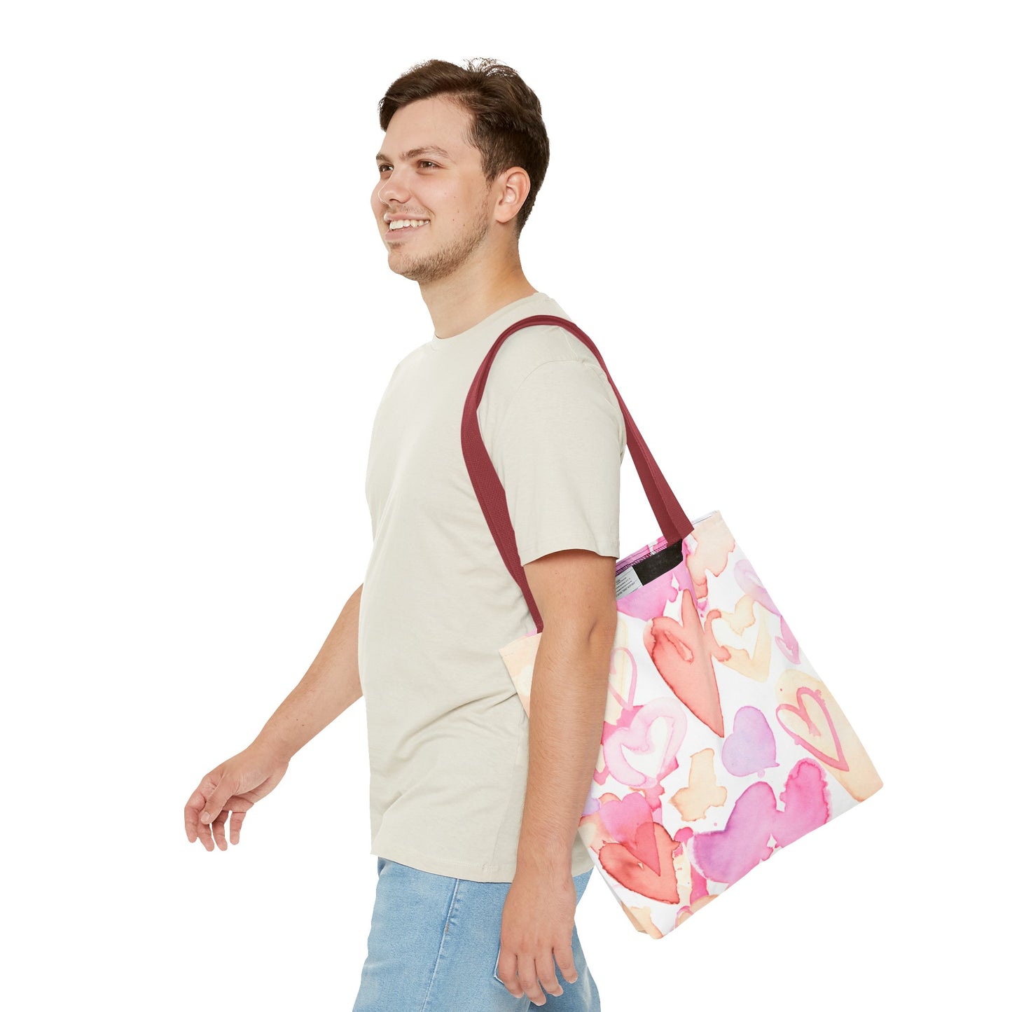 Watercolor Valentine Hearts Tote Bag