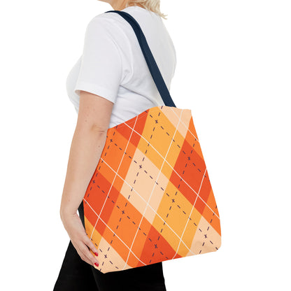 Orange Argyle Halloween Tote Bag