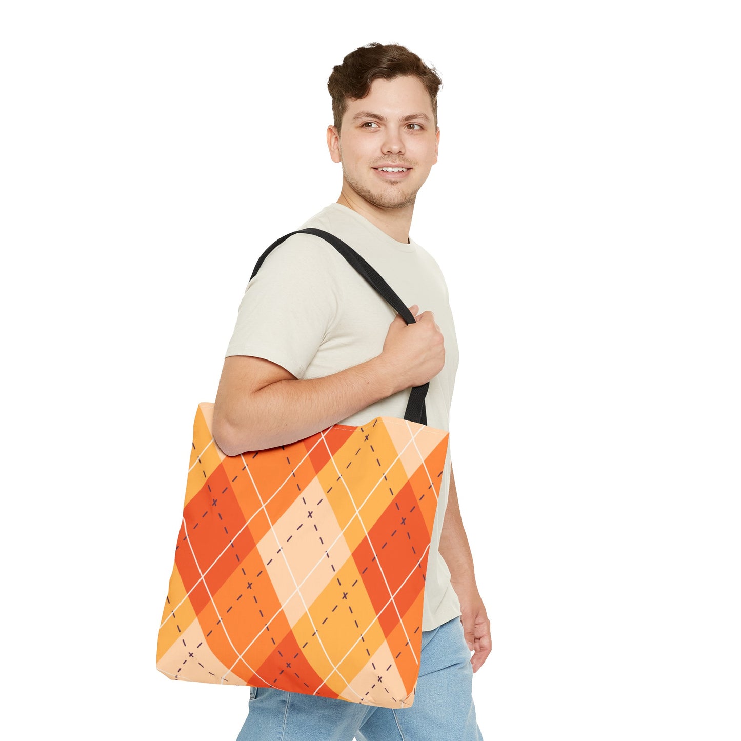 Orange Argyle Halloween Tote Bag