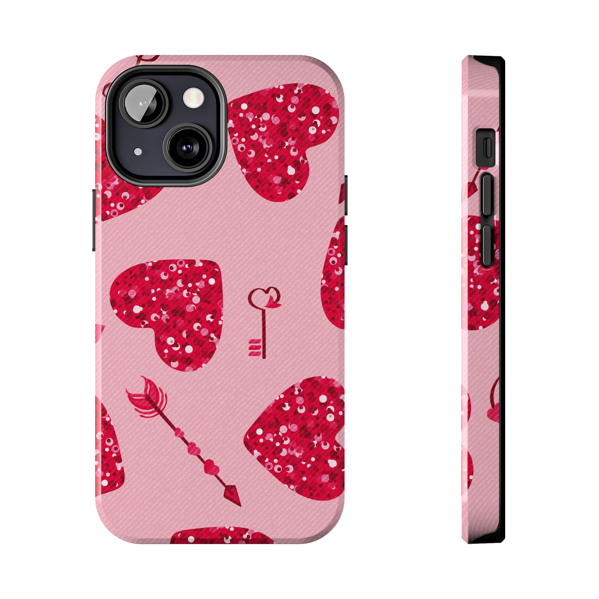 Sparkling Red Hearts Phone Case (Apple & Android)