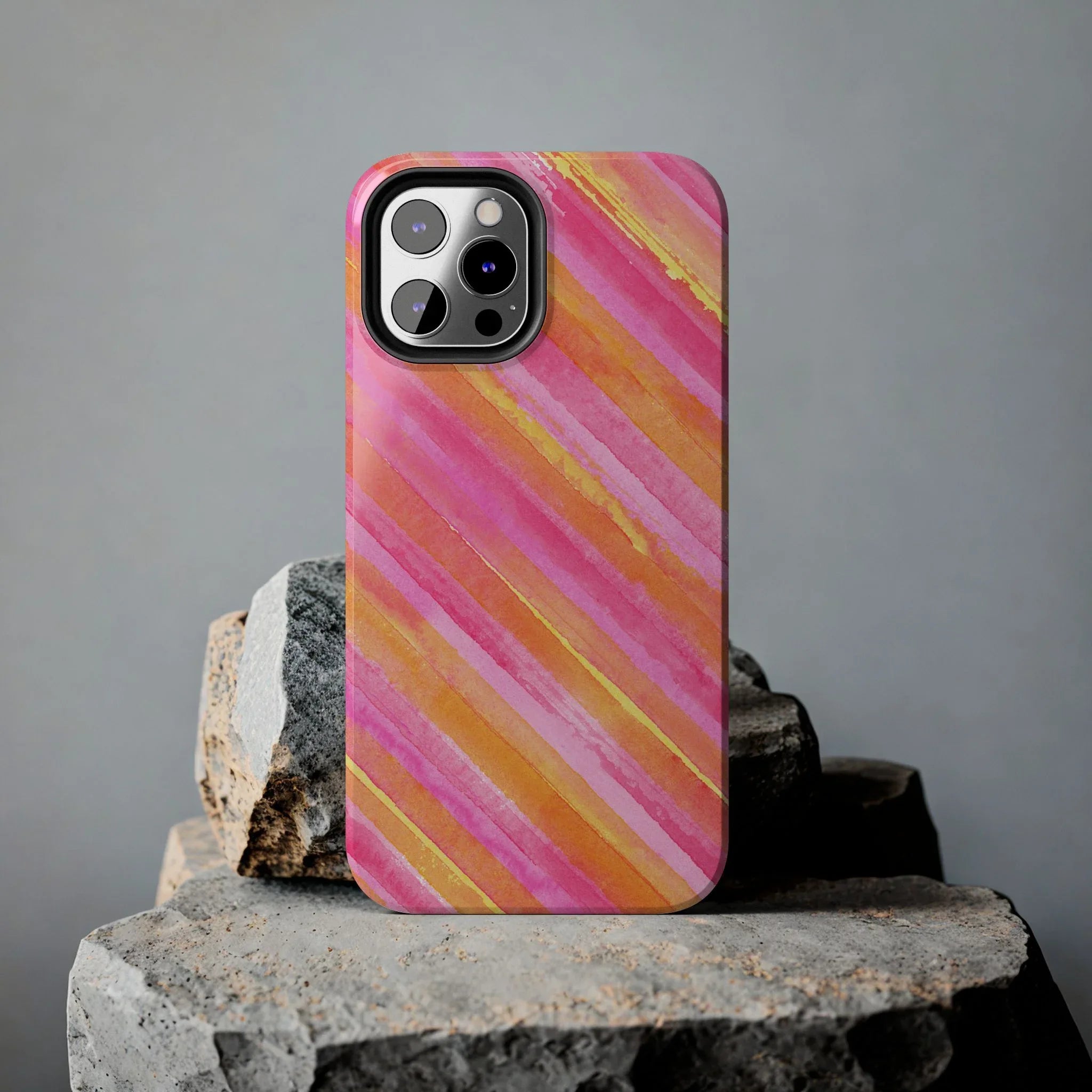 Pink Lemon Stripes Phone Case (Apple & Android) - Pink Sweetheart