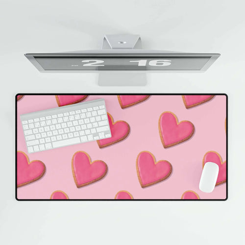 Baked Heart Cookies Desk Mat - Pink Sweetheart