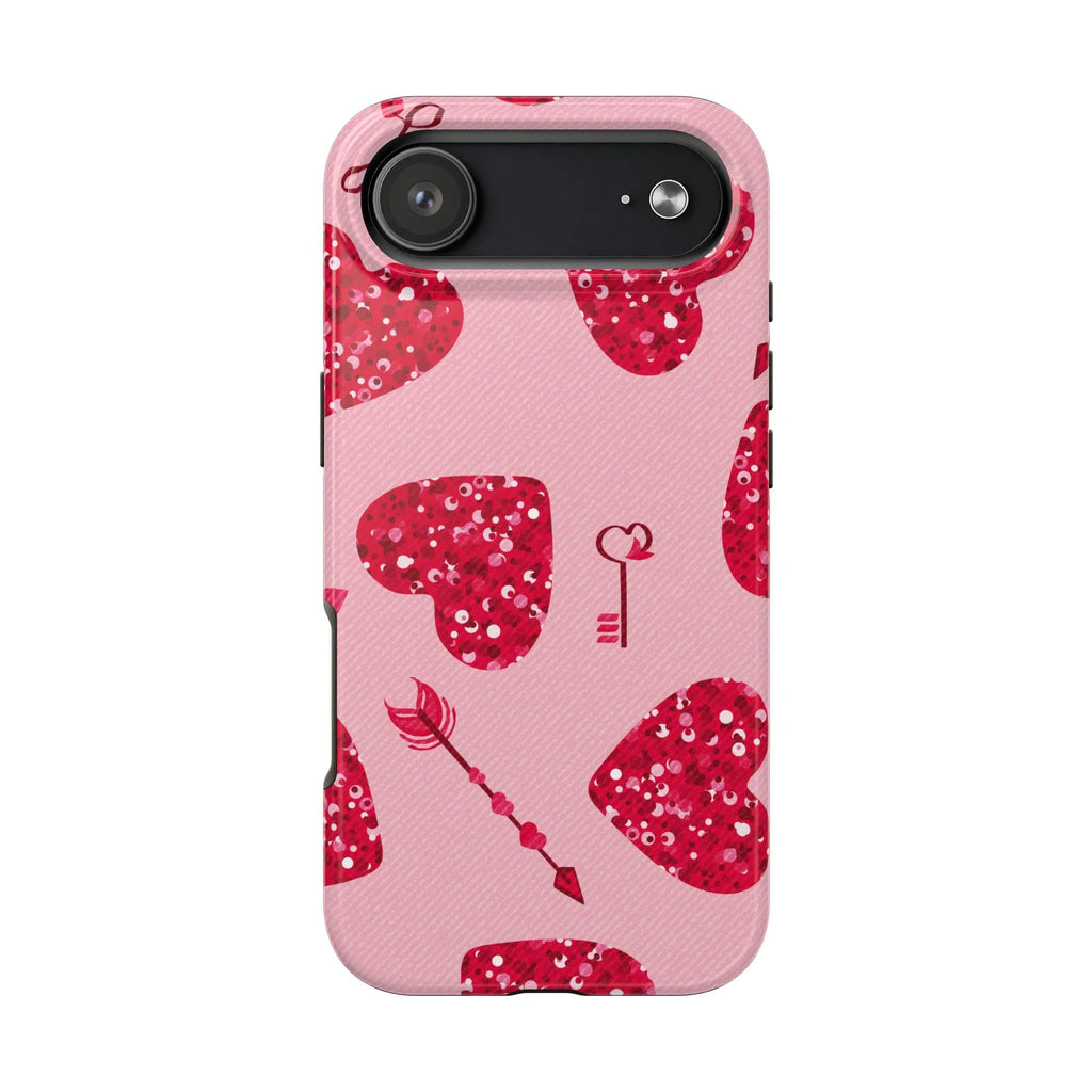 Sparkling Red Hearts Phone Case (Apple & Android) - Pink Sweetheart