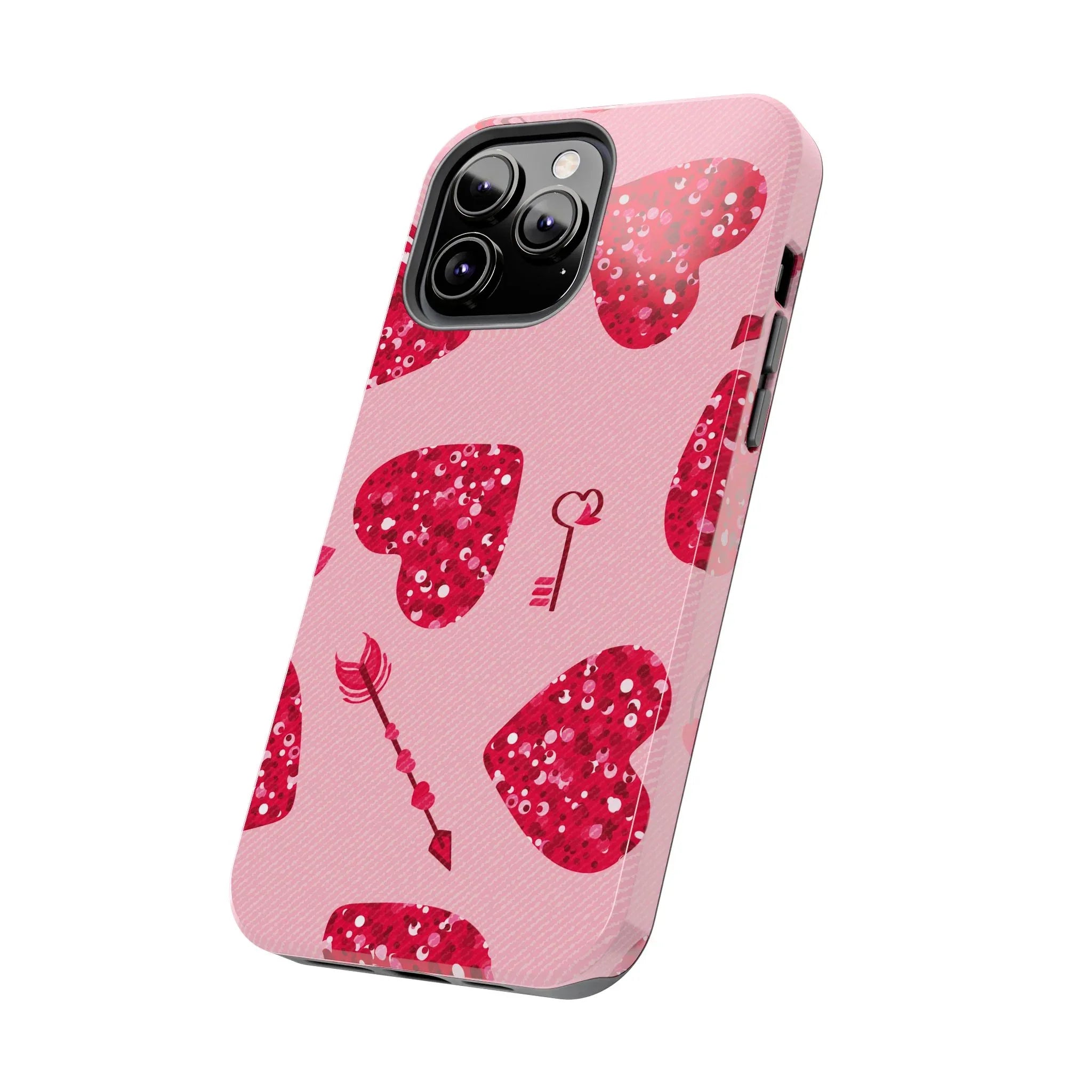 Sparkling Red Hearts Phone Case (Apple & Android) - Pink Sweetheart