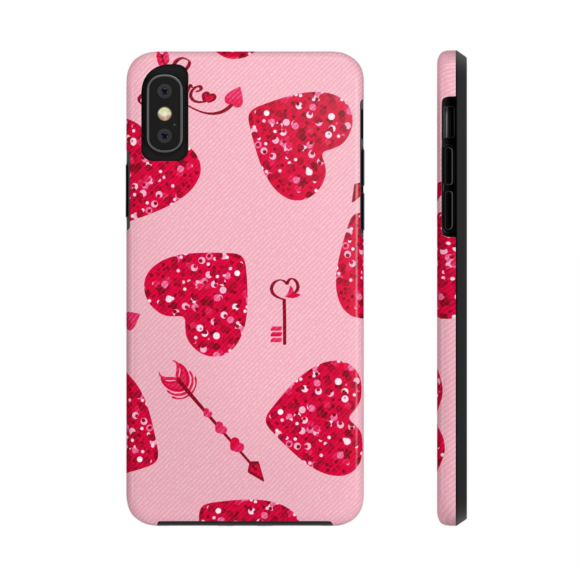 Sparkling Red Hearts Phone Case (Apple & Android)