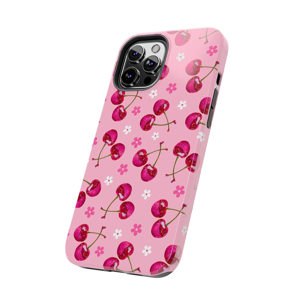 Pink Cherry Sparkle Pattern Tough Phone Case (Apple & Android) - Pink Sweetheart