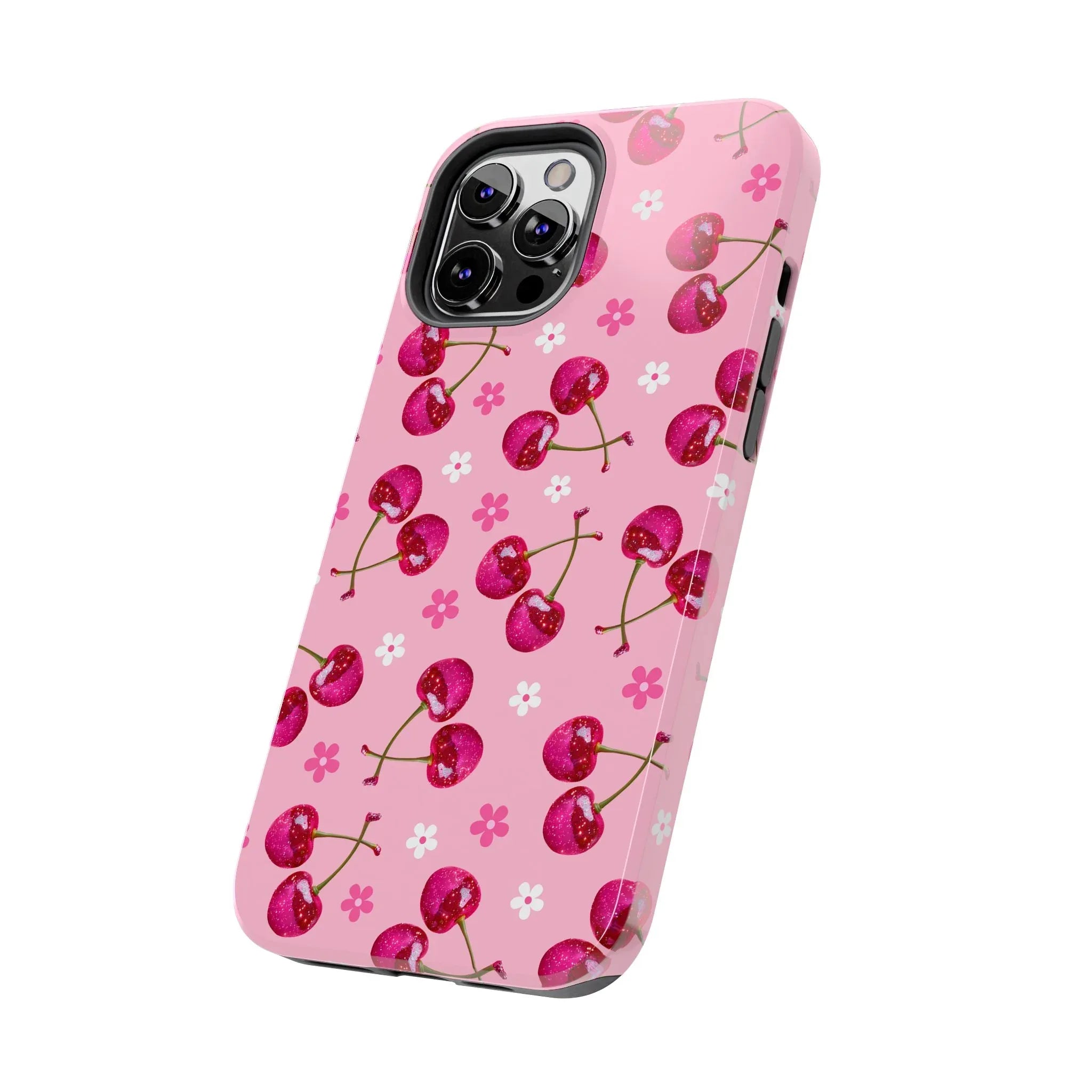 Pink Cherry Sparkle Pattern Tough Phone Case (Apple & Android) - Pink Sweetheart