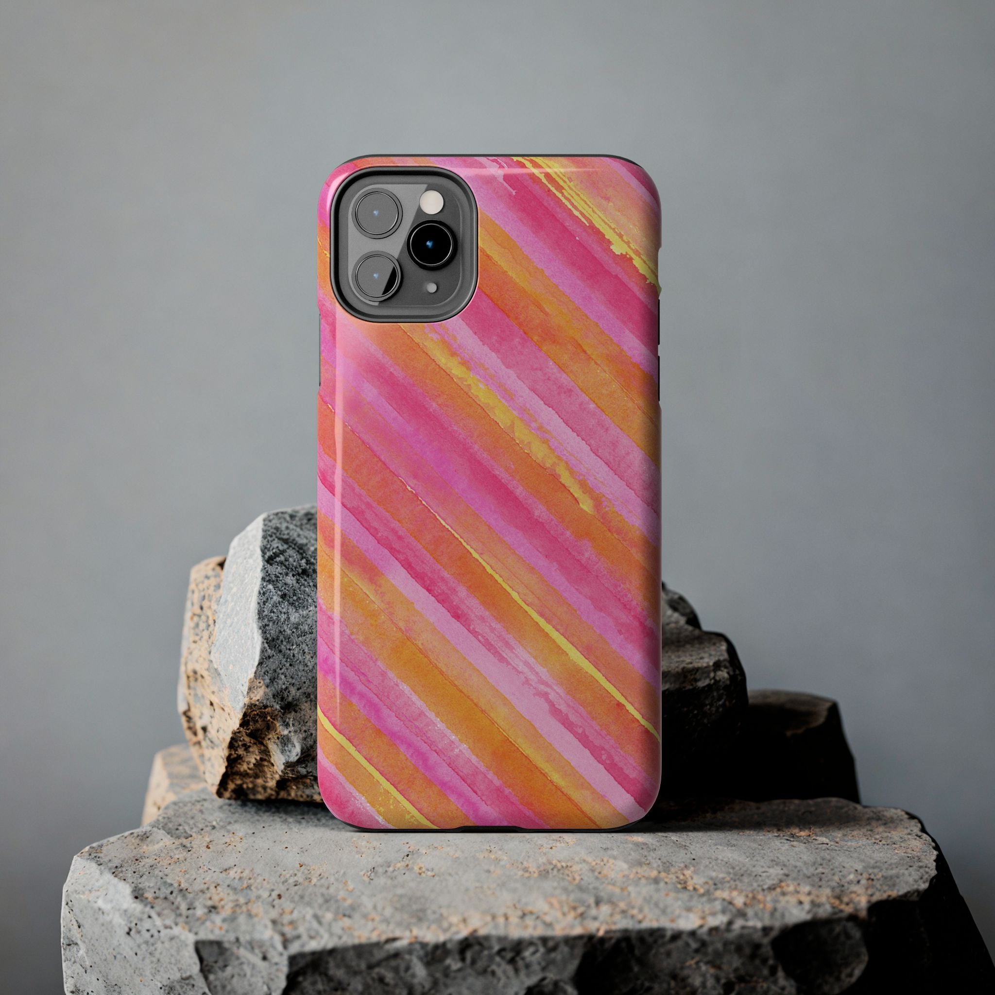 Pink Lemon Stripes Phone Case (Apple & Android)