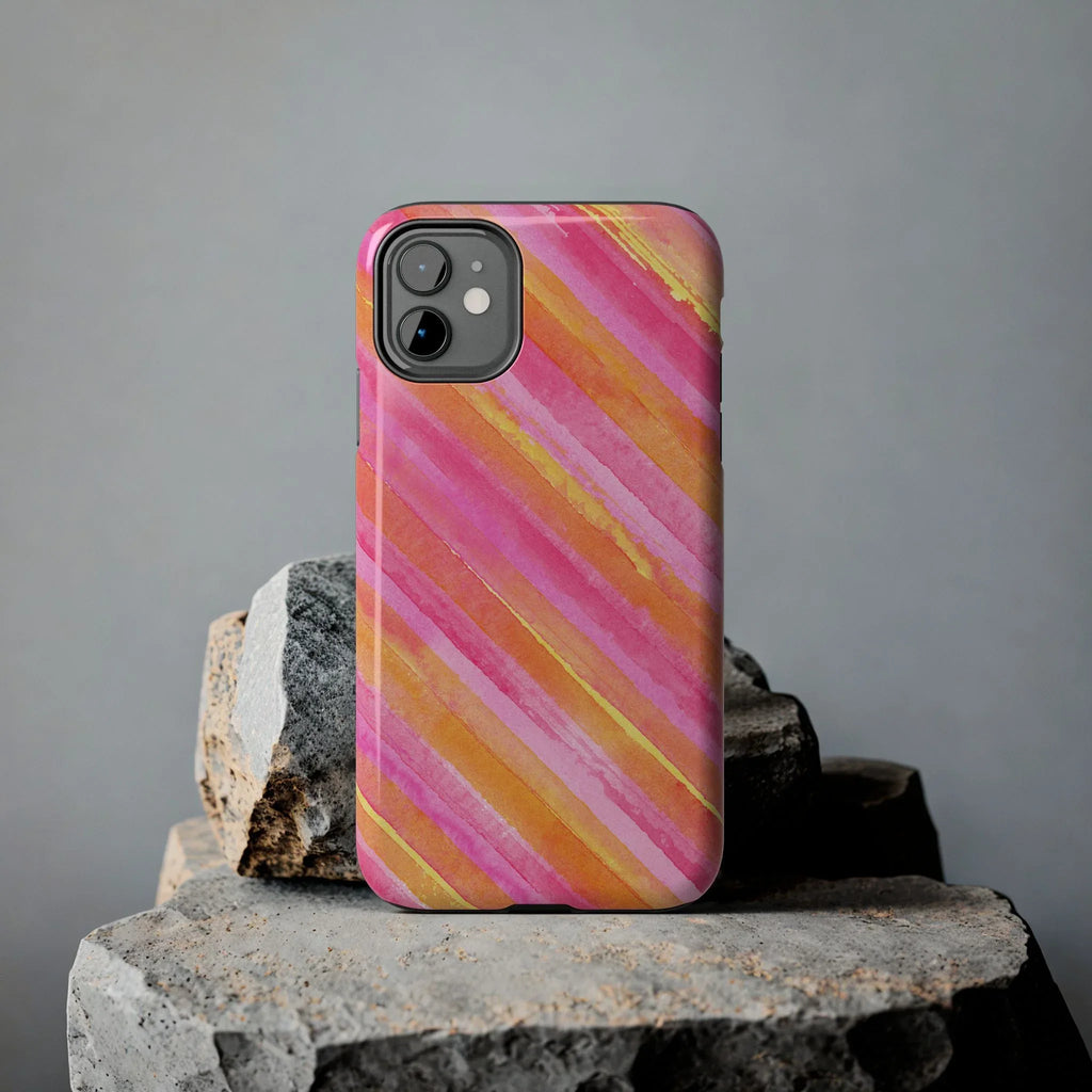 Pink Lemon Stripes Phone Case (Apple & Android) - Pink Sweetheart