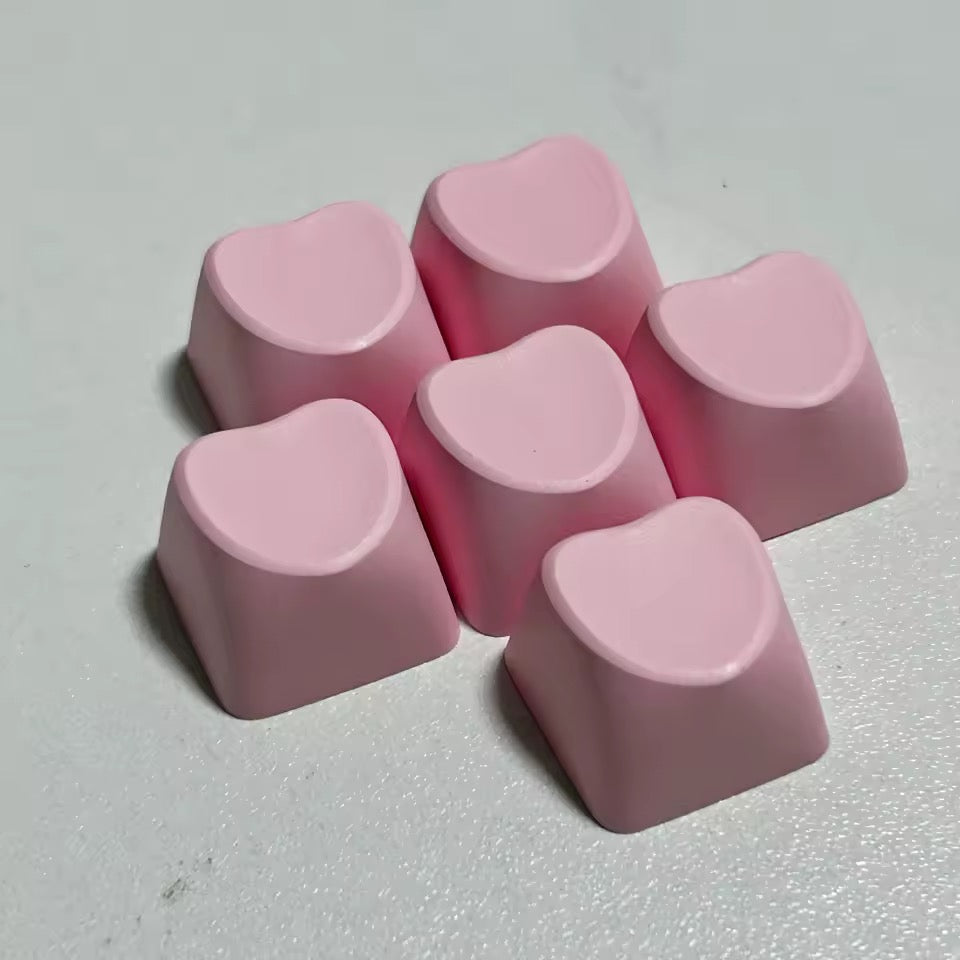 Solid Heart Decorative Accent Keycaps 6pc Set