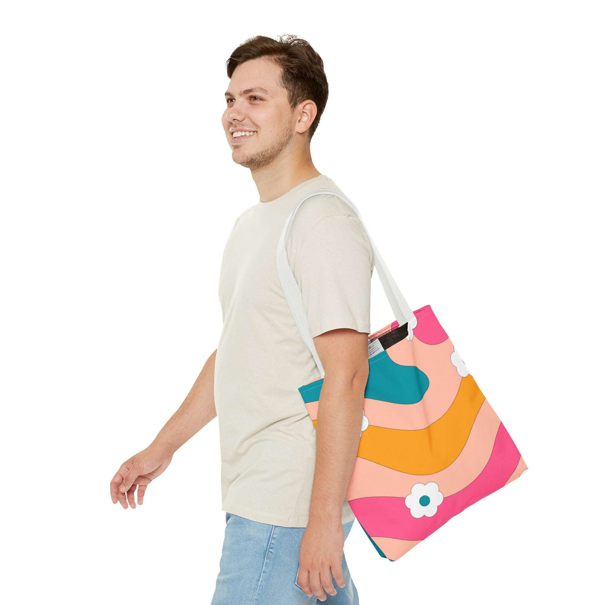 70s Floral Retro Aesthetic Tote Bag