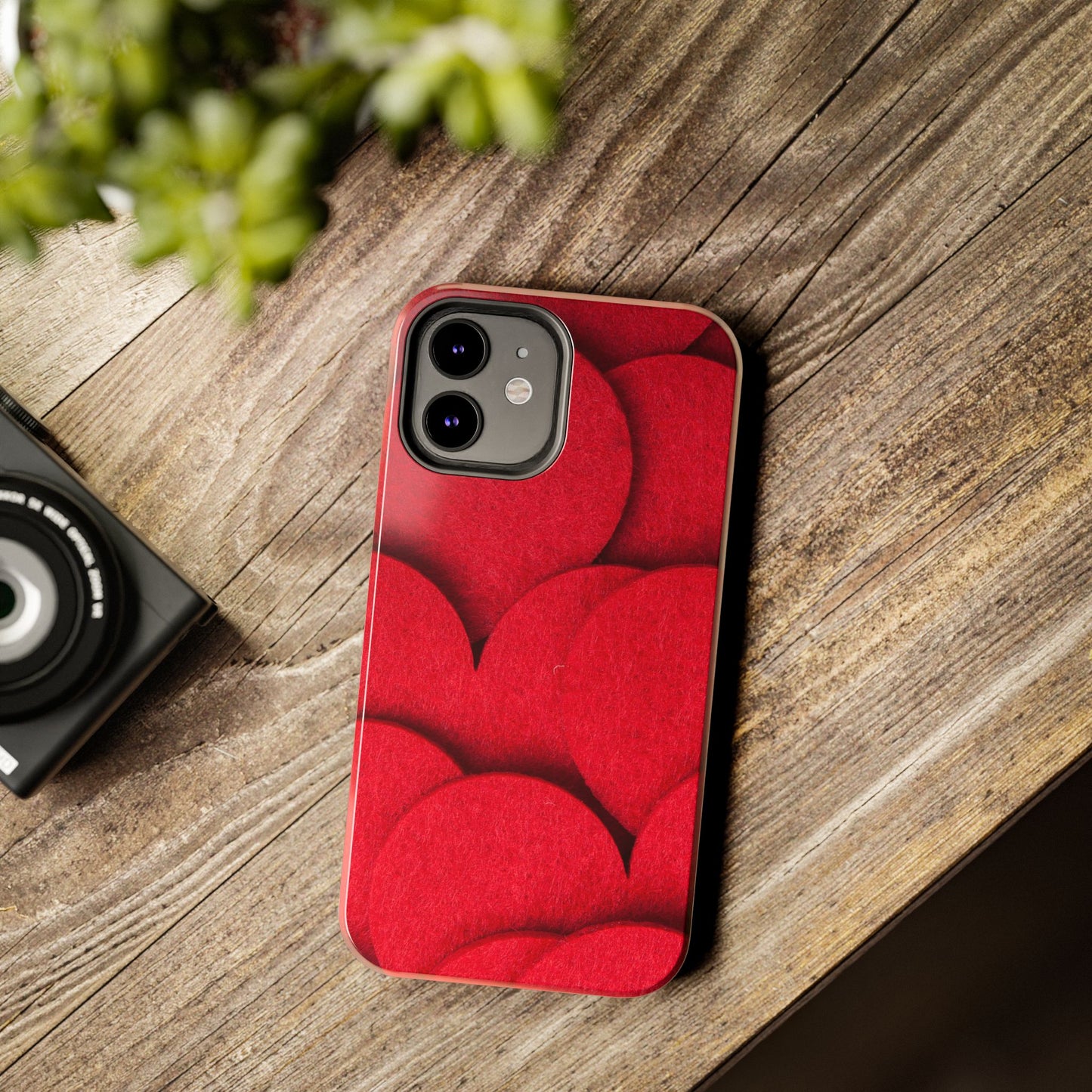 Big Red Felt Hearts Phone Case