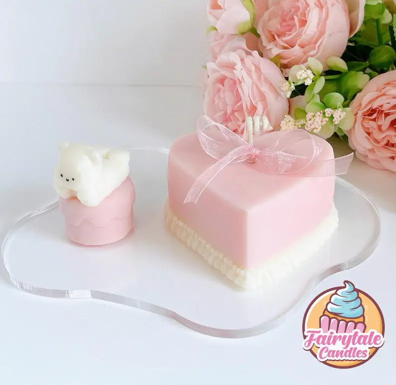Pink Strawberry Heart Shaped Mini Dessert Cake Candle