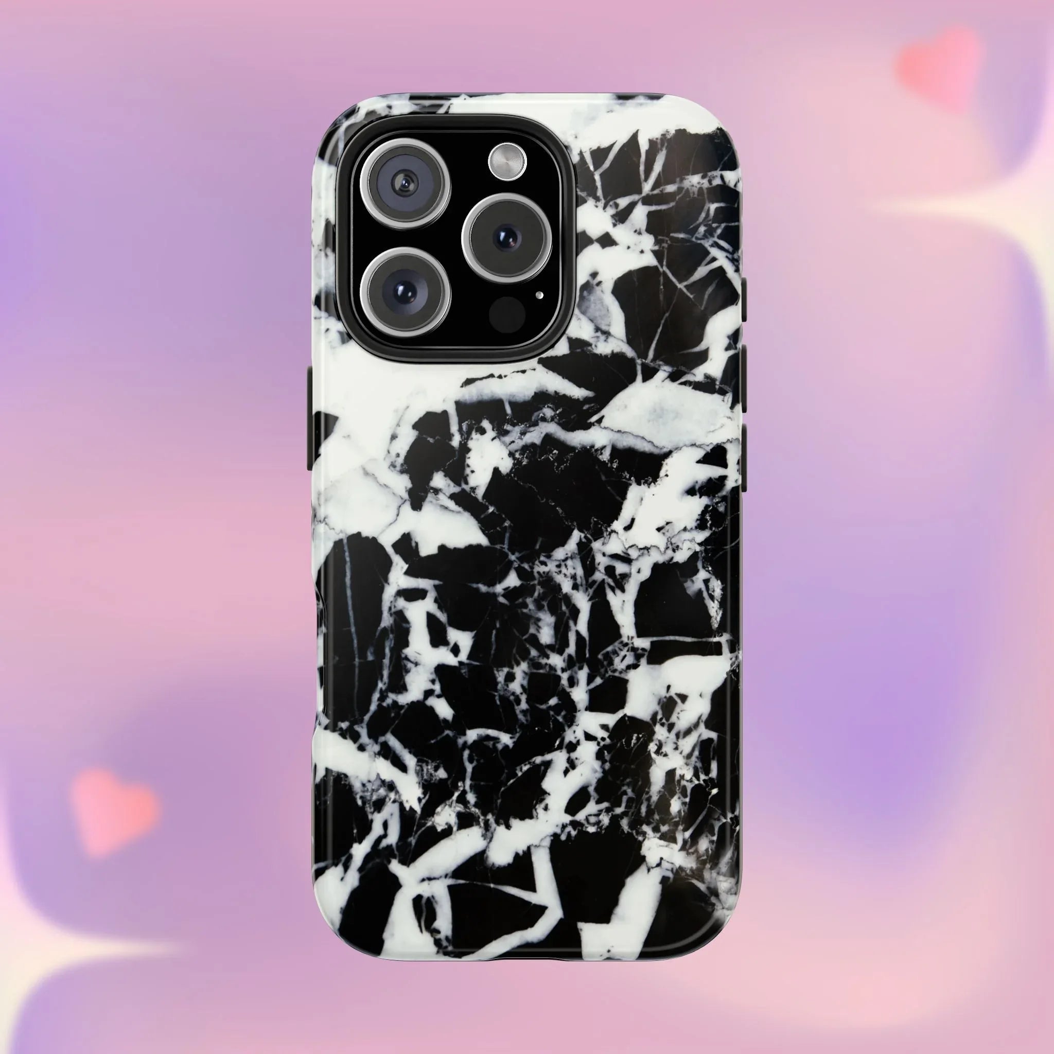 Black & White Shattered Phone Case (Apple & Android) - Pink Sweetheart