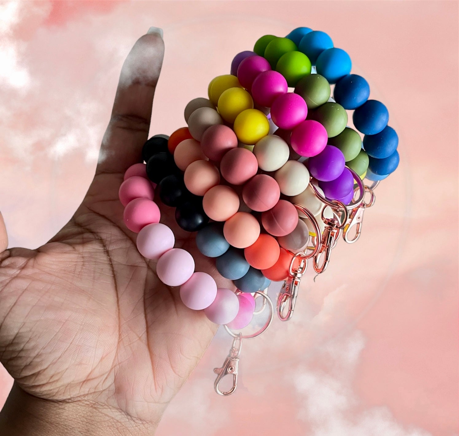 Monochromatic Chunky Silicone Wristlet Keychain 1pc