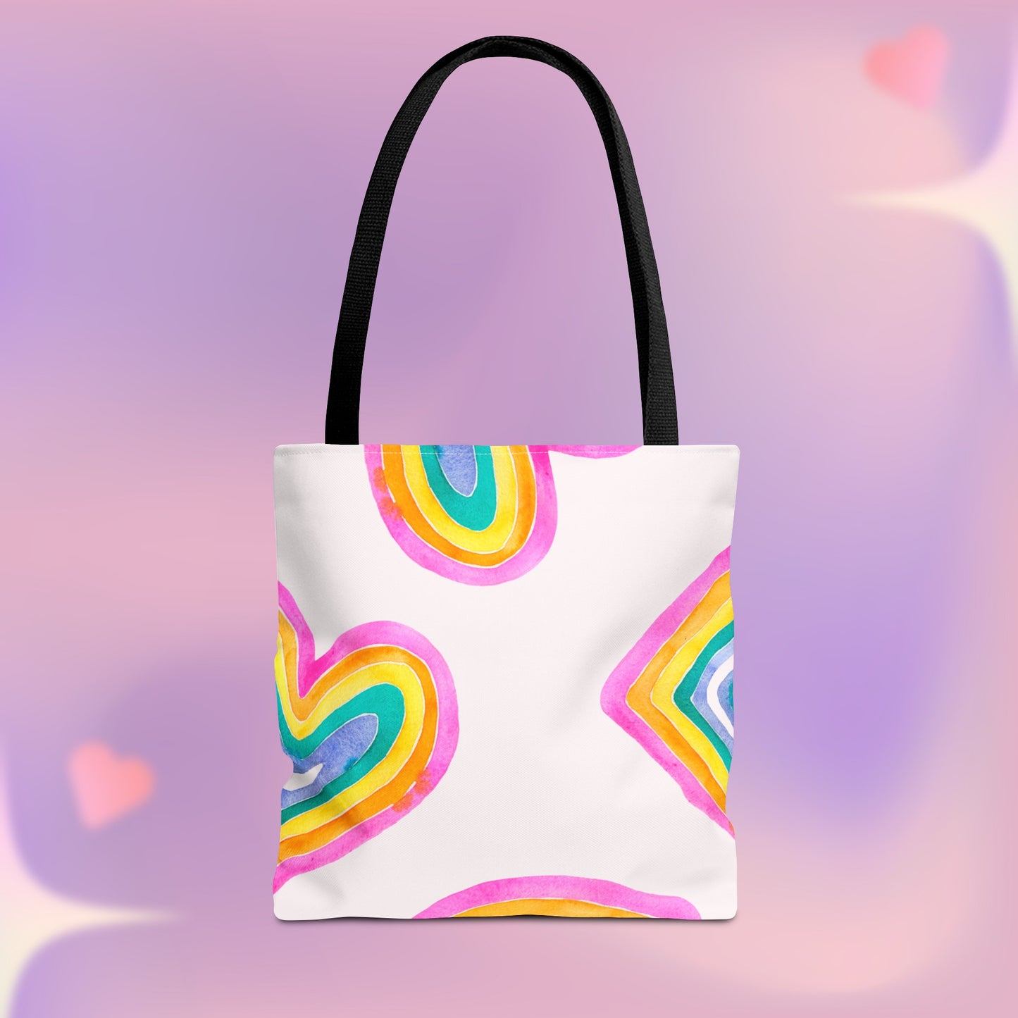 Rainbow Hearts Tote Bag